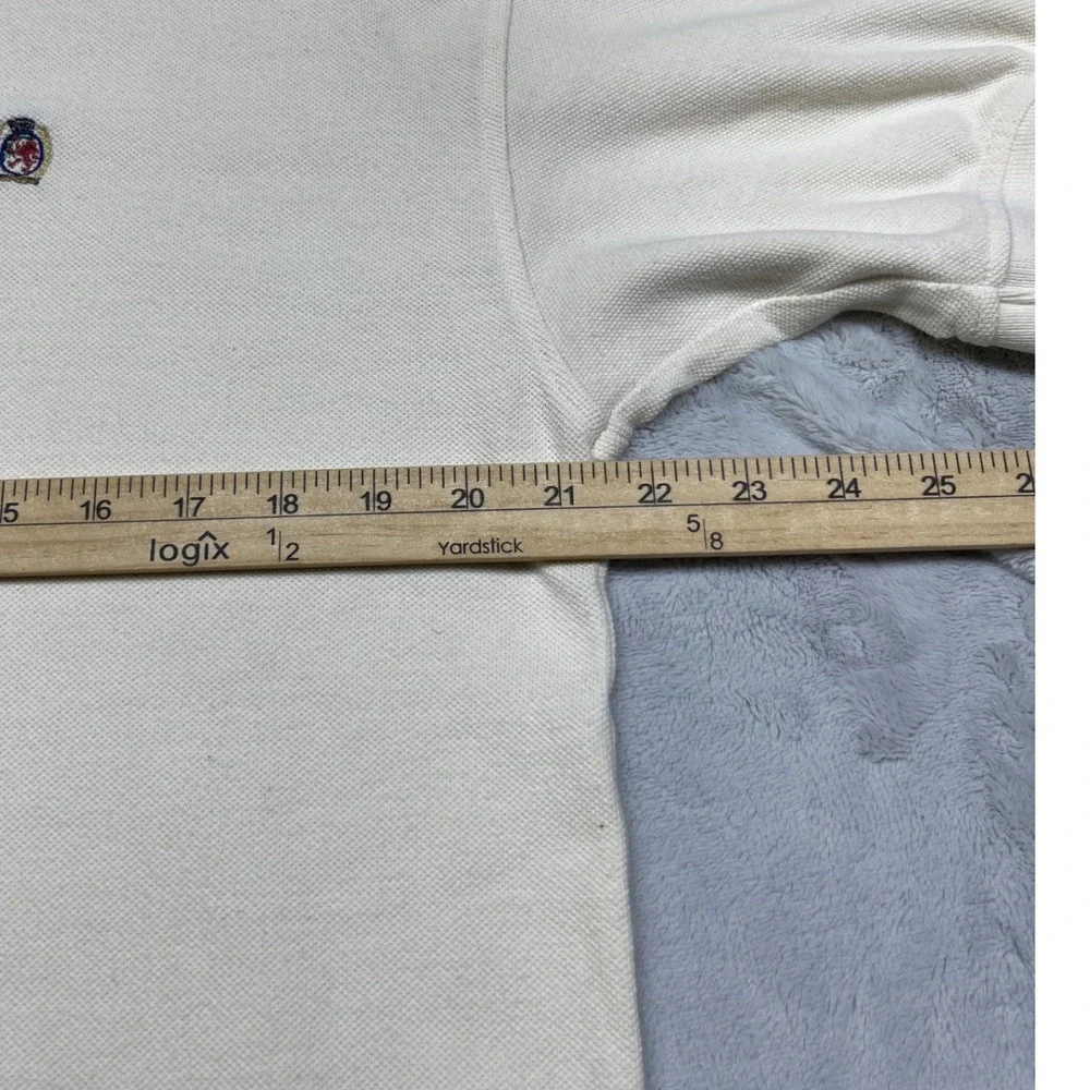 Tommy‎ Hilfiger Mens Polo Shirt Medium Cream 100 Percent Cotton Pique Logo